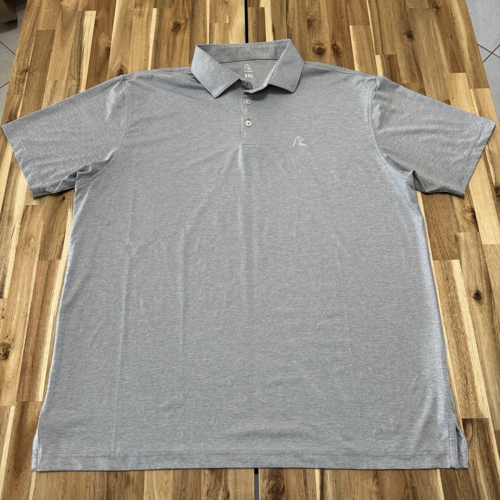 Rhoback Polo Shirt Mens 2XL Gray Performance Stretch Golf Collared Solid Preppy